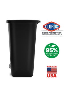 Glad 74L Extra Capacity Plastic Step Can With Cloroxtm Odor Protection Fits All 20 Gallon Trash Bags 74 Liter Matte Black  - Image 3