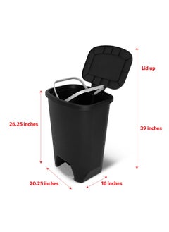 Glad 74L Extra Capacity Plastic Step Can With Cloroxtm Odor Protection Fits All 20 Gallon Trash Bags 74 Liter Matte Black  - Image 2