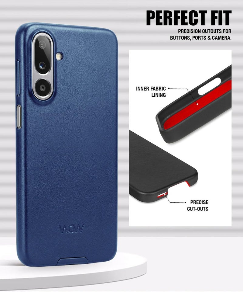 WOW IMAGINE Back Case for Samsung Galaxy M36 5G | Samsung Galaxy F36 5G | Leather Texture Inner Fabric | Ultra Thin Lightweight Design | 360° Camera Protection | Soft & Flexible Mobile Cover - Blue - Image 4