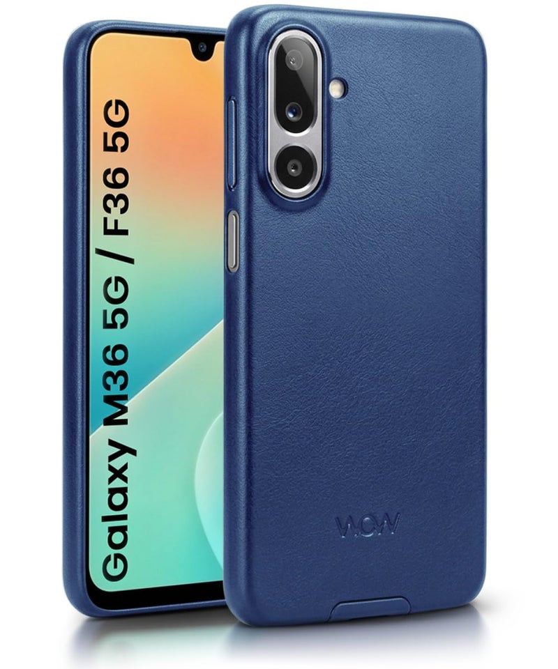 WOW IMAGINE Back Case for Samsung Galaxy M36 5G | Samsung Galaxy F36 5G | Leather Texture Inner Fabric | Ultra Thin Lightweight Design | 360° Camera Protection | Soft & Flexible Mobile Cover - Blue - Image 1