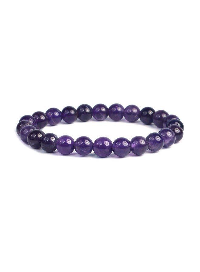 Reiki Crystal Products Reiki Crystal Products Certified Amethyst Bracelet Natural Round Beads 8 mm Crystal Stone Bracelet for Unisex  - Image 5