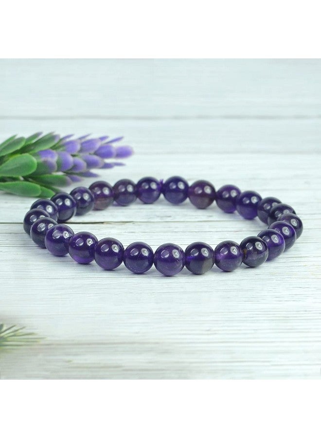 Reiki Crystal Products Reiki Crystal Products Certified Amethyst Bracelet Natural Round Beads 8 mm Crystal Stone Bracelet for Unisex  - Image 3