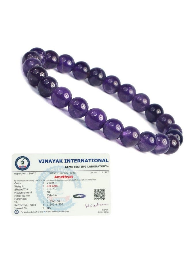 Reiki Crystal Products Reiki Crystal Products Certified Amethyst Bracelet Natural Round Beads 8 mm Crystal Stone Bracelet for Unisex  - Image 4