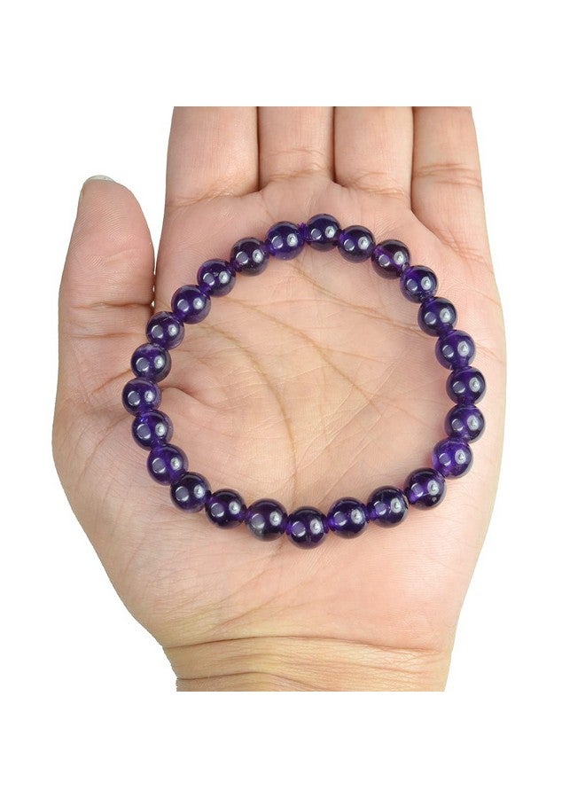 Reiki Crystal Products Reiki Crystal Products Certified Amethyst Bracelet Natural Round Beads 8 mm Crystal Stone Bracelet for Unisex  - Image 2