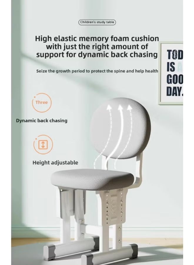 Aikenn Home Adjustable Height Kids Study Desk and Chair Set School Desks and Chairs with Rack Backpack Hook Multifunctional School Student Writing Desk Study Table The Chair Has High-elastic Memory Foam Comfortable and Durable Wooden Tabletop without Reflection Protect Your Child's Eyes Suitable for Children and Teenagers aged 3-18 (Grey） - Image 4