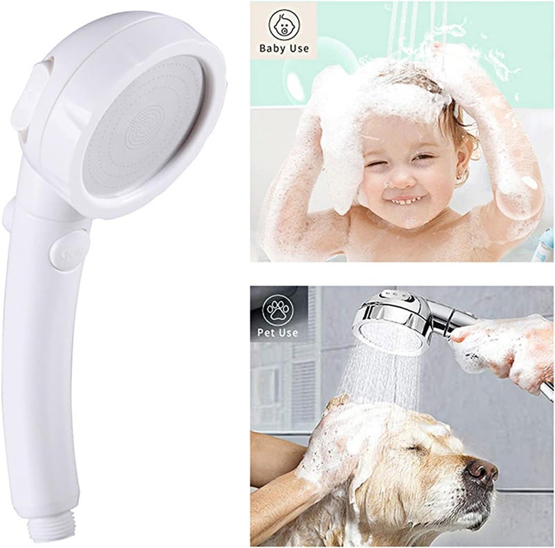 KAIYING High Pressure Handheld Shower Head with ON/OFF Pause Switch, 3 Spray Modes Shower Wand with Shut Off Button, Removable Camper Shower Head with Hose and Adjustable Angle Bracket (White) - Image 3