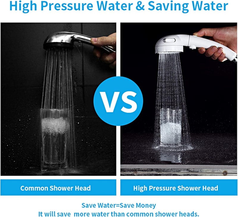 KAIYING High Pressure Handheld Shower Head with ON/OFF Pause Switch, 3 Spray Modes Shower Wand with Shut Off Button, Removable Camper Shower Head with Hose and Adjustable Angle Bracket (White) - Image 4