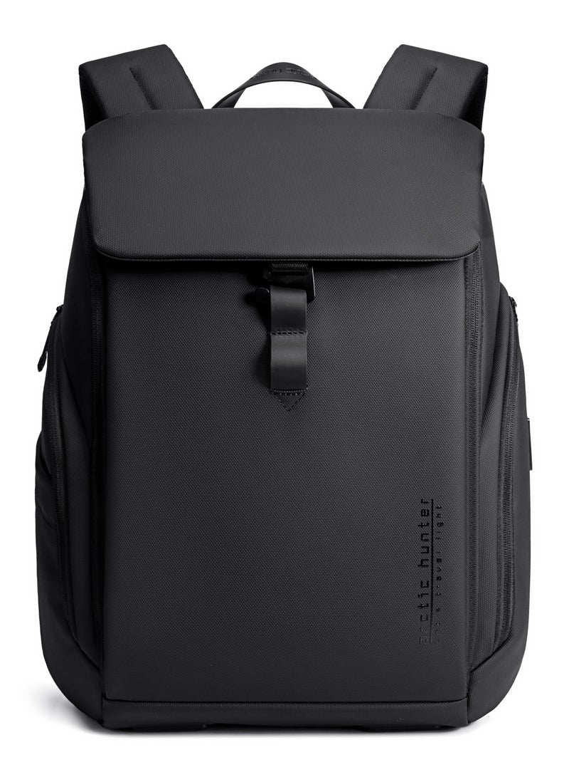 ARCTIC HUNTER Water Resistant Stylish Casual Backpack Anti-Theft Laptop Shoulder Backpack Bag with Built in USB/Earphone Port Travel College Daypack B00558 Black - Image 2