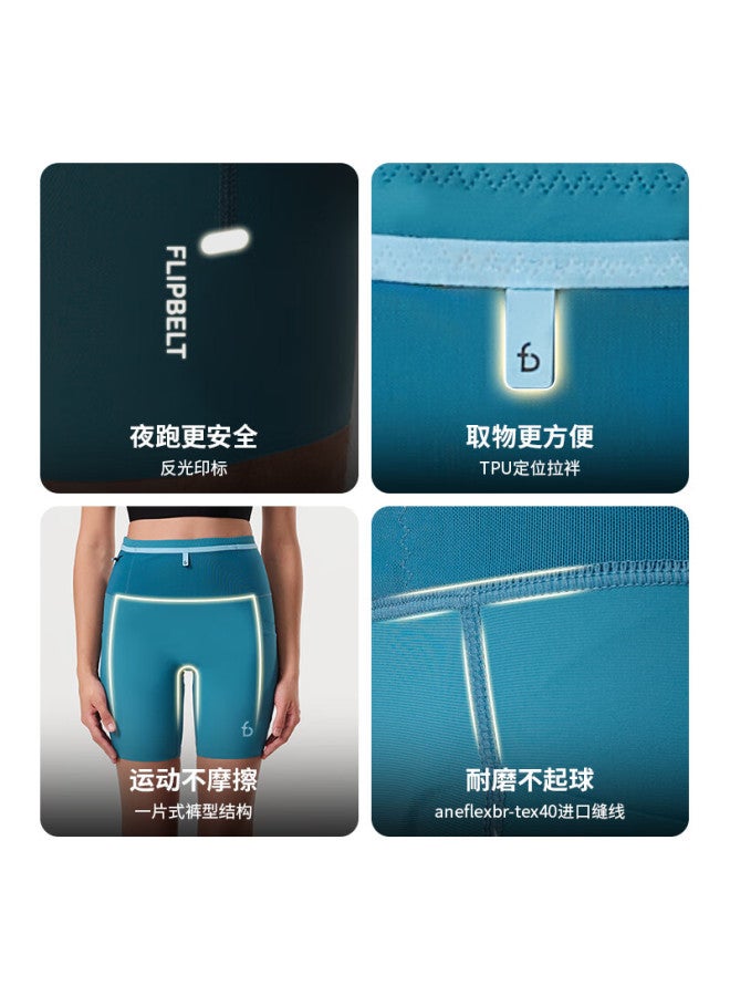 FlipBelt Flipbelt Women's Compression Waist Pack Shorts Kangaroo Pants 3.0 Running Competition Moisture Wicking Deep Sea Green S  - Image 5