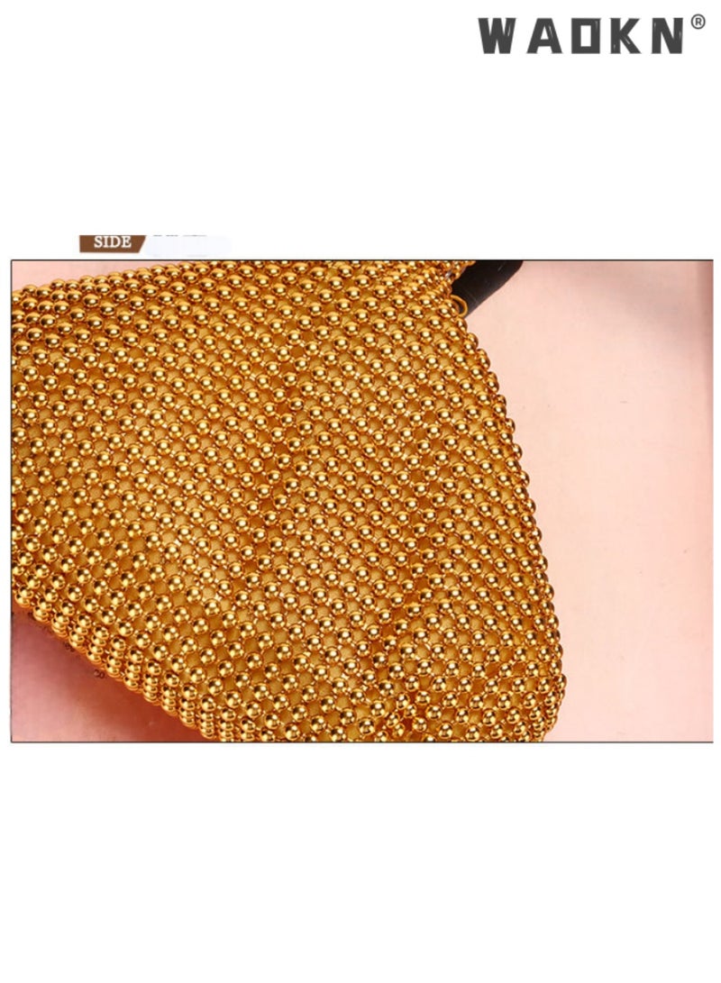 WAOKN Women's Gold Zipper Clasp Sequin Landmine Teardrop Evening Clutch, Japanese & Korean Style Sparkly Formal Party Handbag for Banquet, Wedding & Evening Events - Image 3