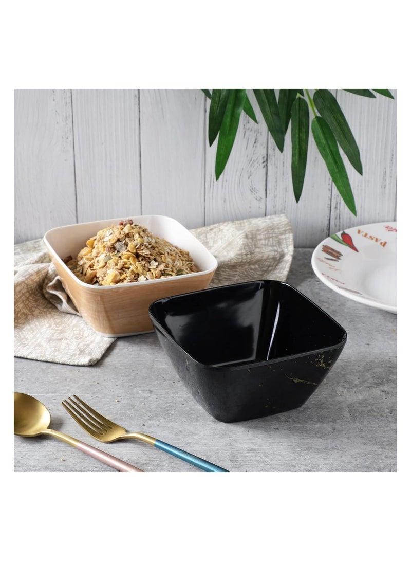 مجموعة أوعية الميلامين للحبوب، مجموعة أوعية الميلامين الكلاسيكية غير القابلة للكسر، مجموعة من 2 وعاء للإفطار والغداء والعشاء، آمنة للغسل في غسالة الأطباق باللونين الأسود والبني - Image 4