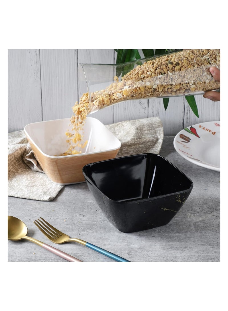 مجموعة أوعية الميلامين للحبوب، مجموعة أوعية الميلامين الكلاسيكية غير القابلة للكسر، مجموعة من 2 وعاء للإفطار والغداء والعشاء، آمنة للغسل في غسالة الأطباق باللونين الأسود والبني - Image 3