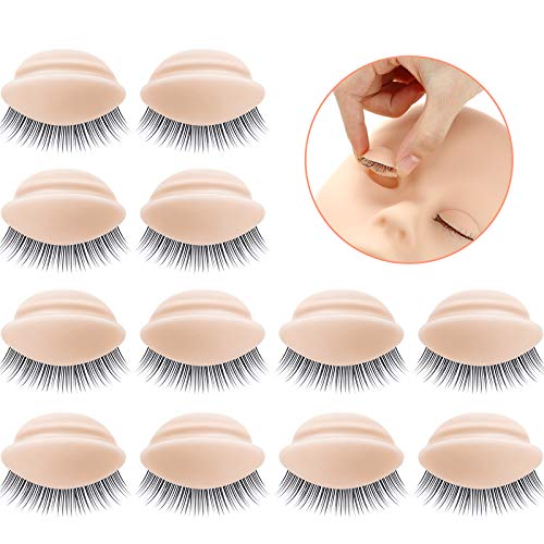 Maitys 2 Boxes 6 Pairs Replacement Eyelids for Lash Mannequin Head Removable Realistic Eyelids with Eyelash Mannequin Head for Makeup Training Practice Makeup Eyelash ExtensionsLight Color - Image 1