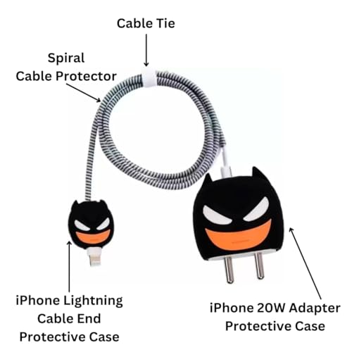 Cerlink Charger Cable Protectors for iPhone Chargers 18W 20W Type C, 3D Cute Protective Case Cover Cartoon Style Fully Charger & Adaptor Protection Set-1 (Batman) - Image 4