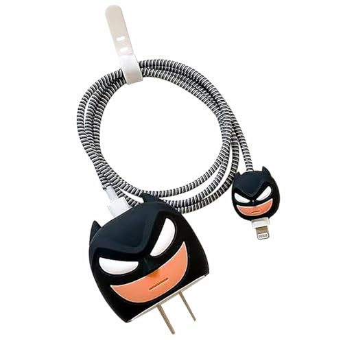 Cerlink Charger Cable Protectors for iPhone Chargers 18W 20W Type C, 3D Cute Protective Case Cover Cartoon Style Fully Charger & Adaptor Protection Set-1 (Batman) - Image 2