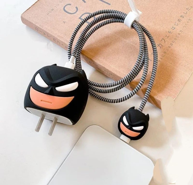 Cerlink Charger Cable Protectors for iPhone Chargers 18W 20W Type C, 3D Cute Protective Case Cover Cartoon Style Fully Charger & Adaptor Protection Set-1 (Batman) - Image 3