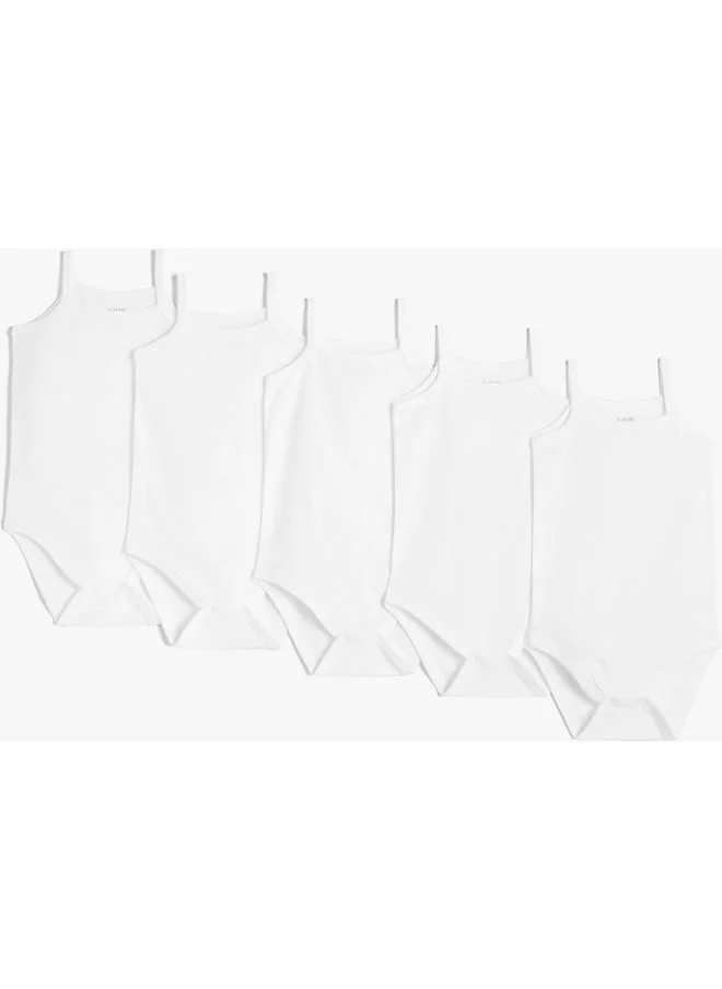 جون June Baby Basic 5-Pack Rope Strap Bodysuit White White