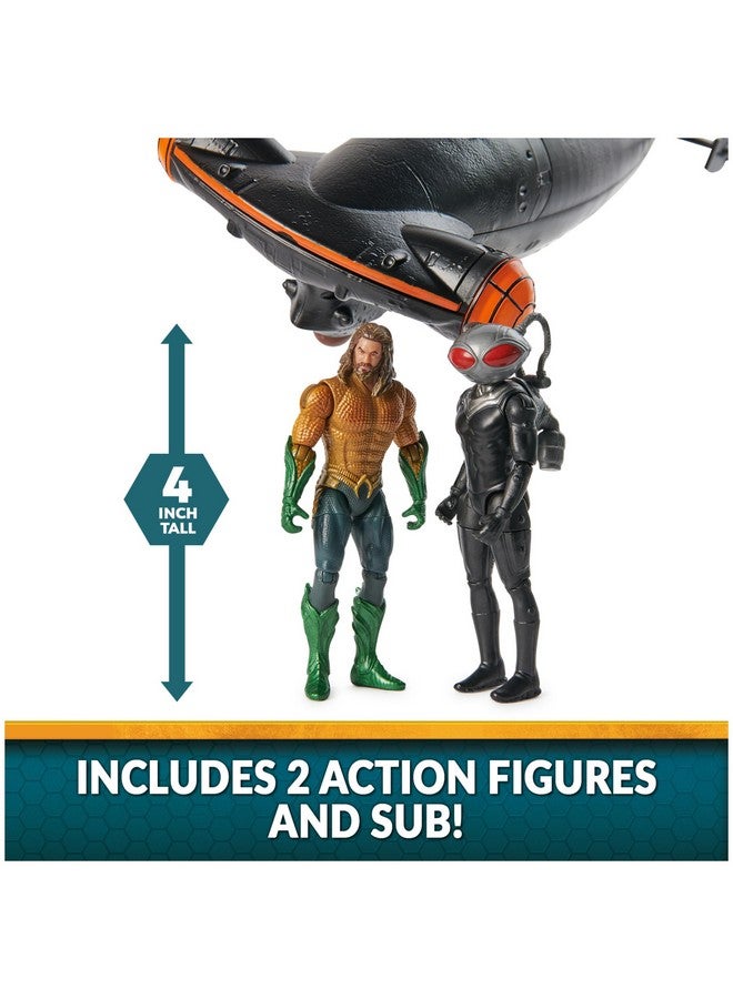 DC Comics DC Comics, Aquaman vs Black Manta Battle Set, 4-inch Action Figures, Manta Sub with Lights & Sounds, Collectible Superhero Kids Toys for Boys & Girls - Image 3