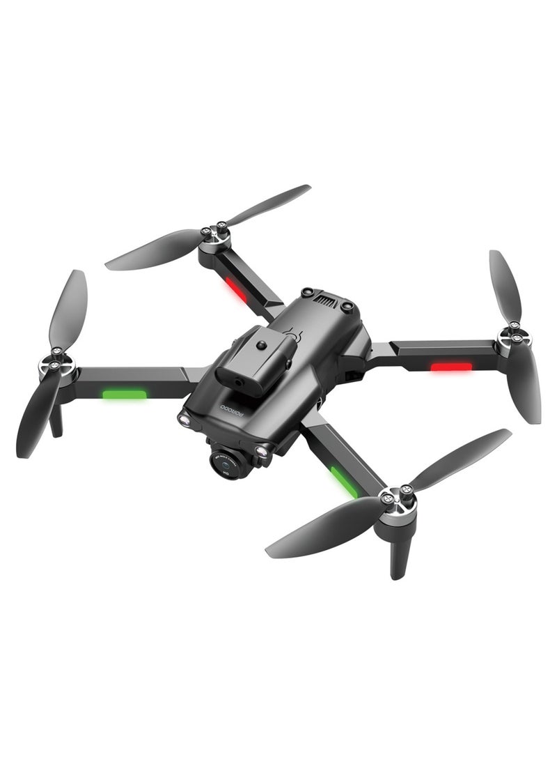 porodo - R/C Folding Drone With Brushless Motor and Infrared Obstacle Avoidance,50M Height,7KM/H Max Speed Suitable for Kids & Adult,Fast-Charge Tech,Versatile & Compact,6-Axis Gyro Stabilizer,360˚ Flip- Black - Image 1