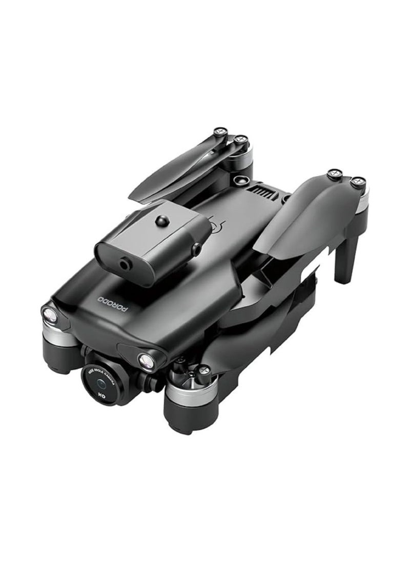 porodo - R/C Folding Drone With Brushless Motor and Infrared Obstacle Avoidance,50M Height,7KM/H Max Speed Suitable for Kids & Adult,Fast-Charge Tech,Versatile & Compact,6-Axis Gyro Stabilizer,360˚ Flip- Black - Image 1