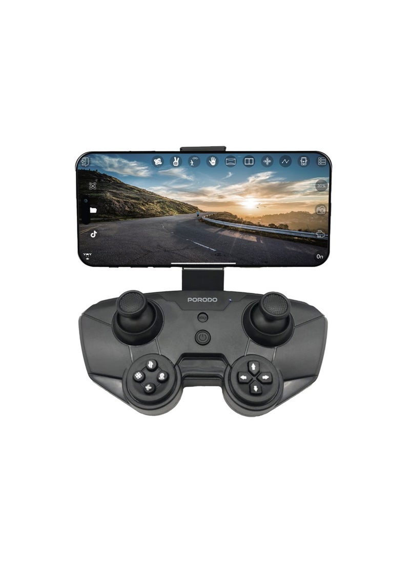 porodo - R/C Folding Drone With Brushless Motor and Infrared Obstacle Avoidance,50M Height,7KM/H Max Speed Suitable for Kids & Adult,Fast-Charge Tech,Versatile & Compact,6-Axis Gyro Stabilizer,360˚ Flip- Black - Image 1
