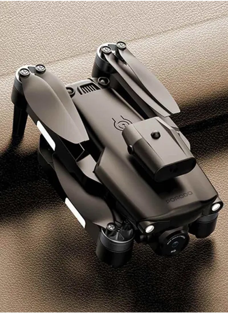 porodo - R/C Folding Drone With Brushless Motor and Infrared Obstacle Avoidance,50M Height,7KM/H Max Speed Suitable for Kids & Adult,Fast-Charge Tech,Versatile & Compact,6-Axis Gyro Stabilizer,360˚ Flip- Black - Image 1