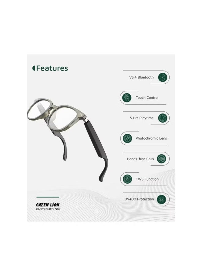 جرين ليون نظارات جرين لايون ستوكهولم الذكية مع عدسات مضادة للضوء الأزرق، بلوتوث 5.4 وتحكم باللمس. - Image 4