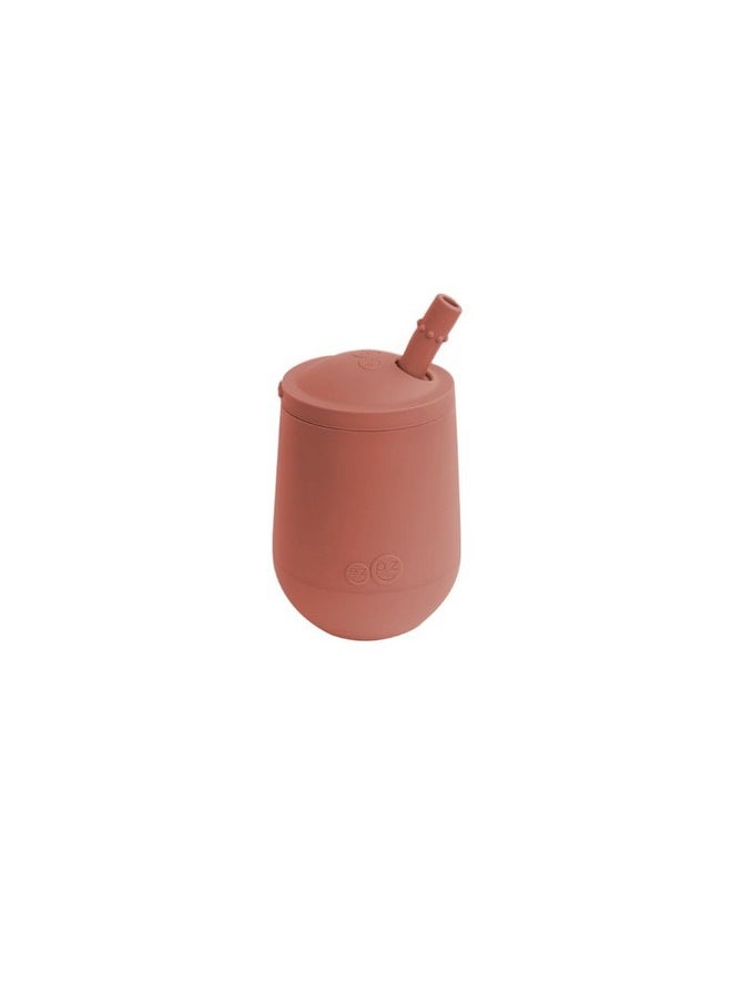 ezpz ezpz Mini Cup + Straw Training System- 100% Silicone Training Cup for Infants + Toddlers/Baby - Designed by a Pediatric Feeding Specialist - Non-Slip, Weighted Base & Tactile Bumps - 9 Months+(Sienna)  - Image 1