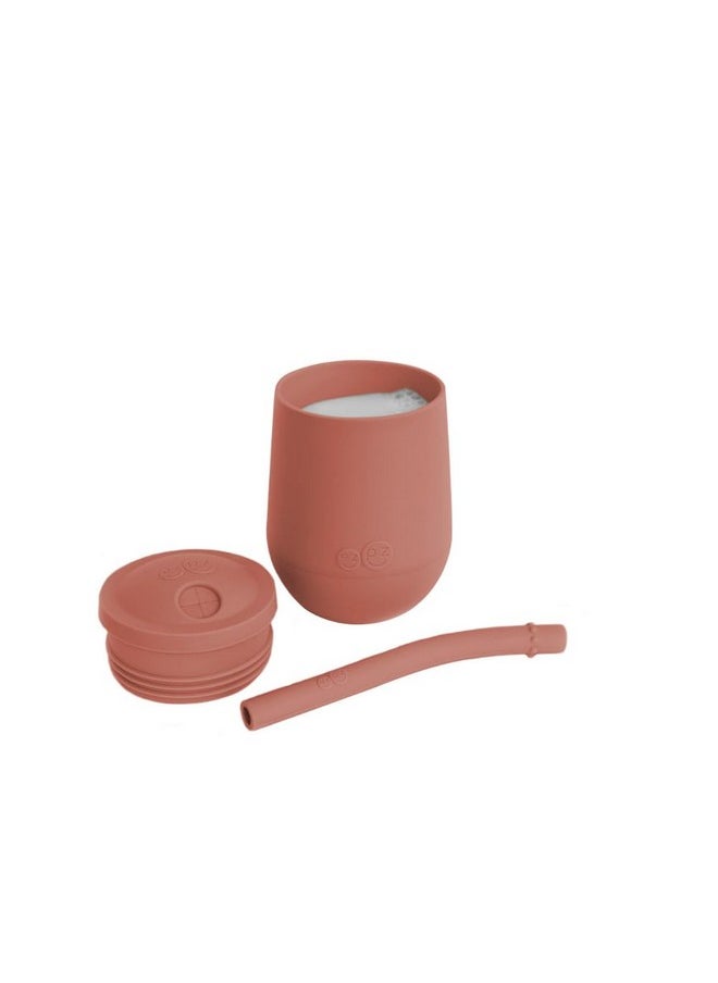 ezpz ezpz Mini Cup + Straw Training System- 100% Silicone Training Cup for Infants + Toddlers/Baby - Designed by a Pediatric Feeding Specialist - Non-Slip, Weighted Base & Tactile Bumps - 9 Months+(Sienna)  - Image 2