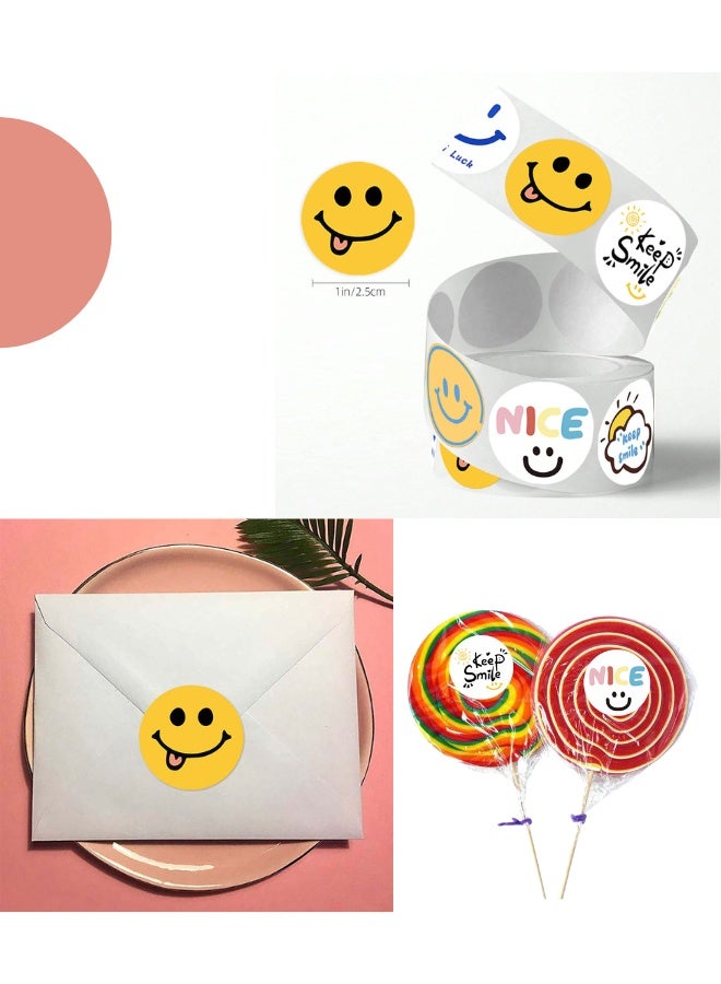500 قطعة من الكرتون ملصقات الوجه الضاحك، لفة الحرف ديكور، ختم صندوق الهدايا، ملصقات مغلف ل الخردة الحجز، الحزب ديكور، لطيف وأسلوب بهيجة - Image 2