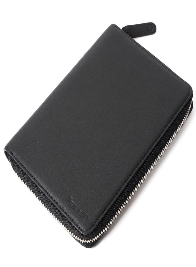 Travaci Full Grain Leather Family Passport Holder for 2-4 Passports - RFID Passport Holder and Travel Document Organizer - Large Leather Travel Wallet for Couples and Families, Black, Full Grain Leather - Image 1