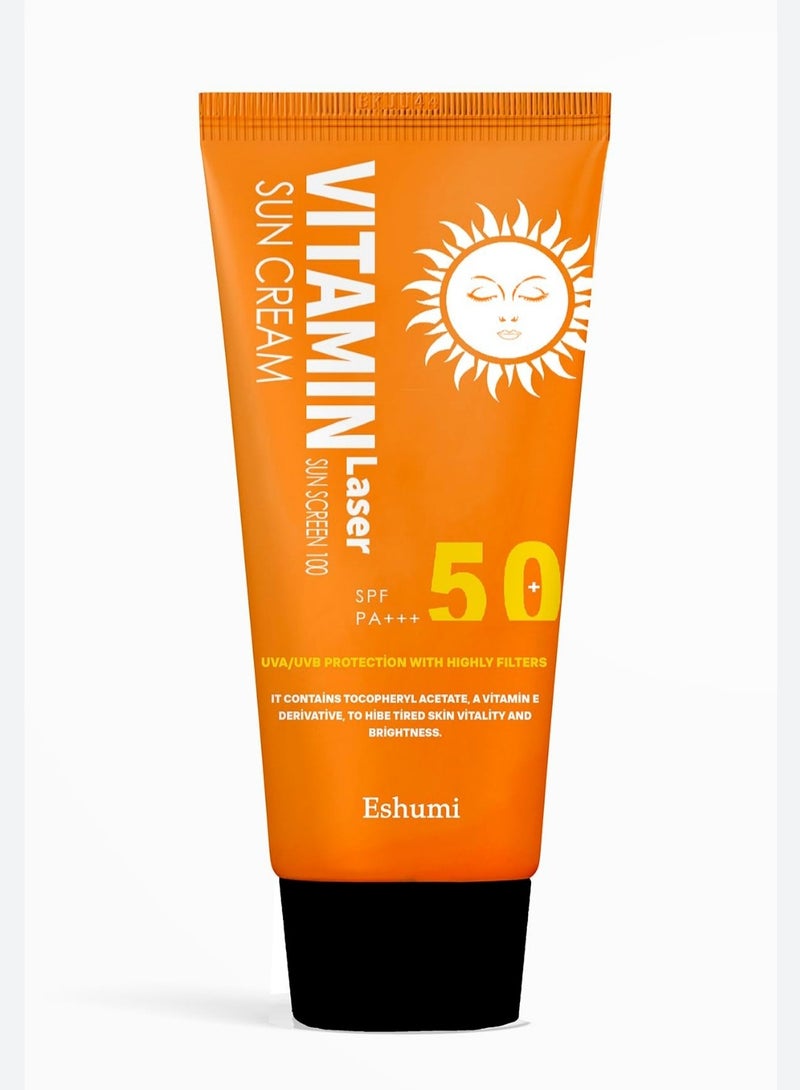 Eshumi KOREAN PRODUCT SUN CREAM - Vitamin laser sunscreen 100 SUN CREAM - SPF PA+++ UVA/UVB Protection with highly filters 70ml - Image 1