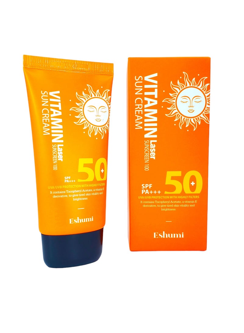 Eshumi KOREAN PRODUCT SUN CREAM - Vitamin laser sunscreen 100 SUN CREAM - SPF PA+++ UVA/UVB Protection with highly filters 70ml - Image 2