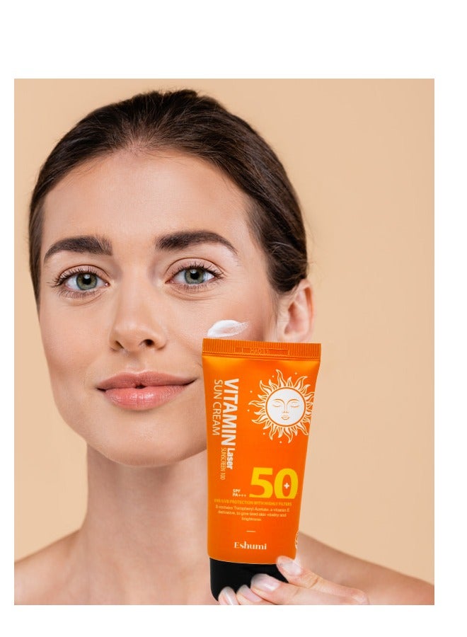 Eshumi KOREAN PRODUCT SUN CREAM - Vitamin laser sunscreen 100 SUN CREAM - SPF PA+++ UVA/UVB Protection with highly filters 70ml - Image 4