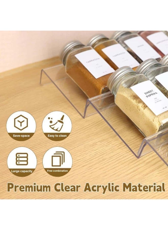 4 Tier Clear Acrylic Spice Organizer Rack - Adjustable Drawer & Countertop Storage Tray for Kitchen Cabinet | Seasoning & Herb Jars Holder - Image 3