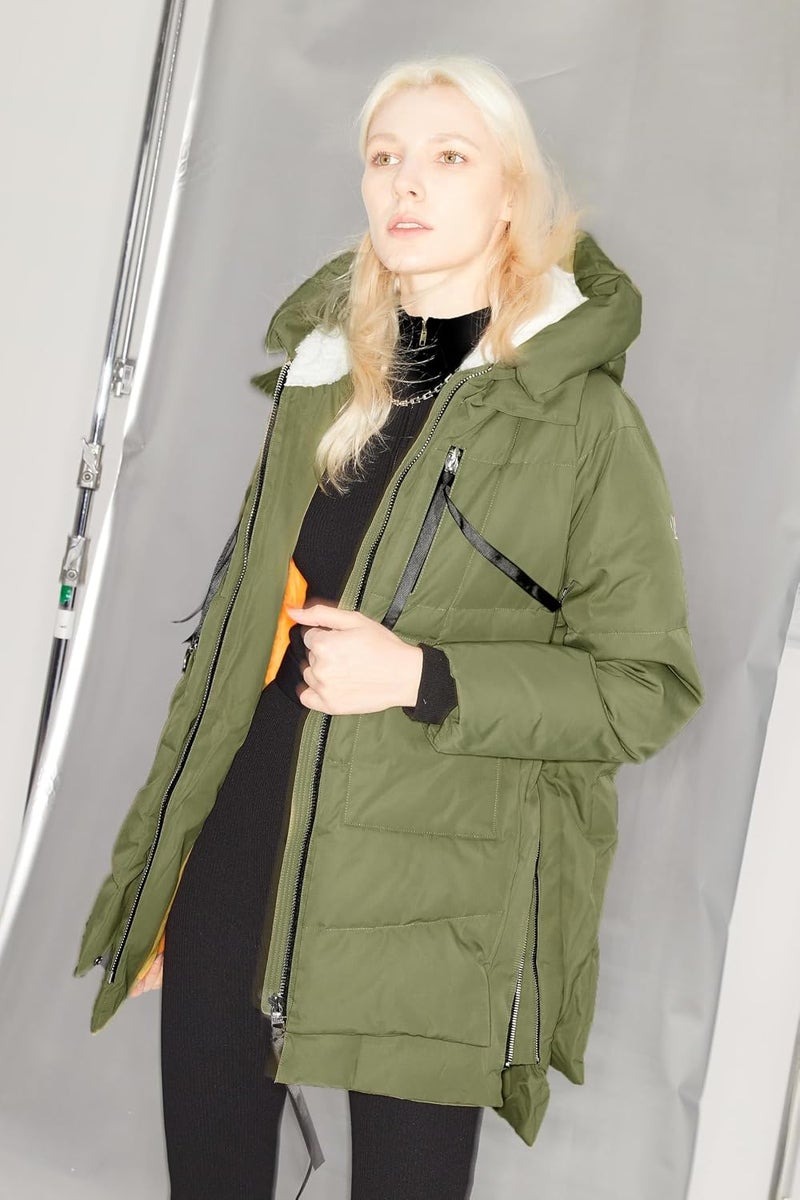 Orolay Women's Thickened Down Jacket in Green, Size L - Image 3