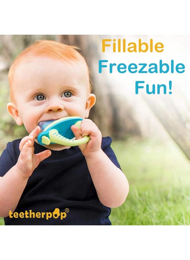 teetherpop Fillable Silicone Teether For Breastmilk Water Purees & More Baby Popsicle Teethers For Freezing Milk & Cooling Teething Relief (Pinklimon/Fuchsia) - Image 2