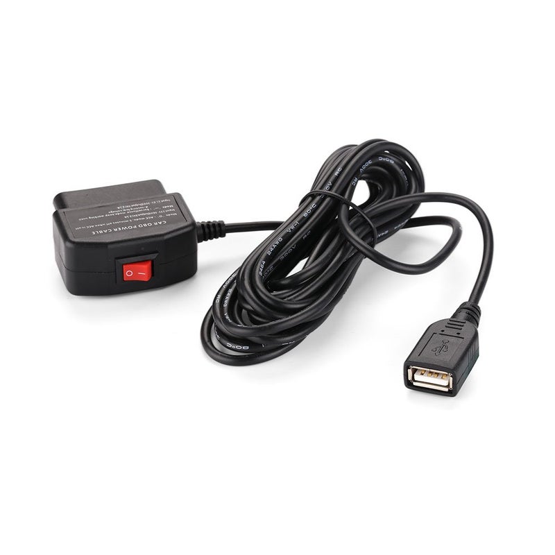 REARMASTER Universal OBD Power Cable for Dash Camera,24 Hours Surveillance/Acc Mode with Switch Button(USB Port) - Image 1