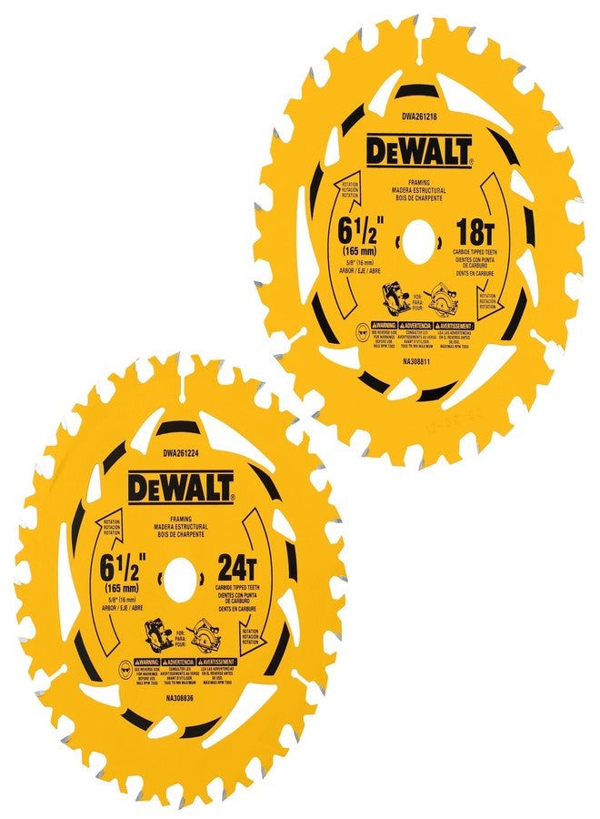 ديوالت شفرة المنشار الدائرية DEWALT مقاس 6-1/2 بوصة 18T و24T (DWA2612CMB) - عبوتان - Image 1