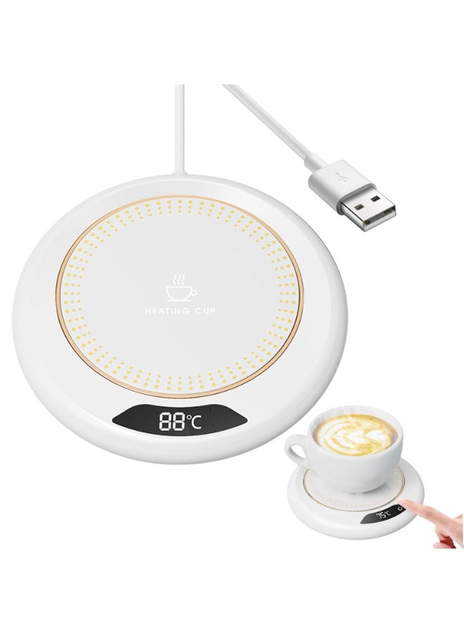 Smart Cup/Mug Warmer With 3 Temperature Setting, USB Beverage Plate With Auto Shut Off, Portable Size, Office Home Electric Coffee Warmer for Desk, Tea, Milk (White) - Image 1