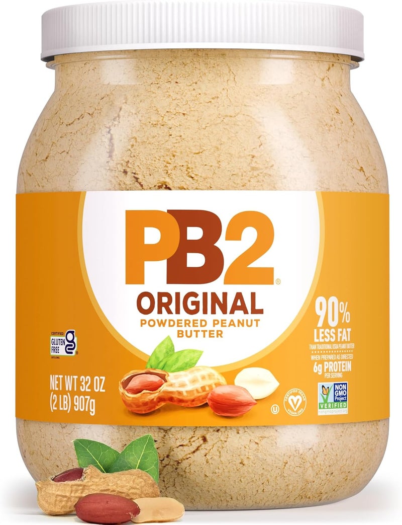 PB2 زبدة الفول السوداني البودرة الأصلية - 2 رطل جرة، خالية من الجلوتين، منخفضة الكربوهيدرات، مناسبة للكيتو، 6 جرام بروتين، 90% دهون أقل - Image 1