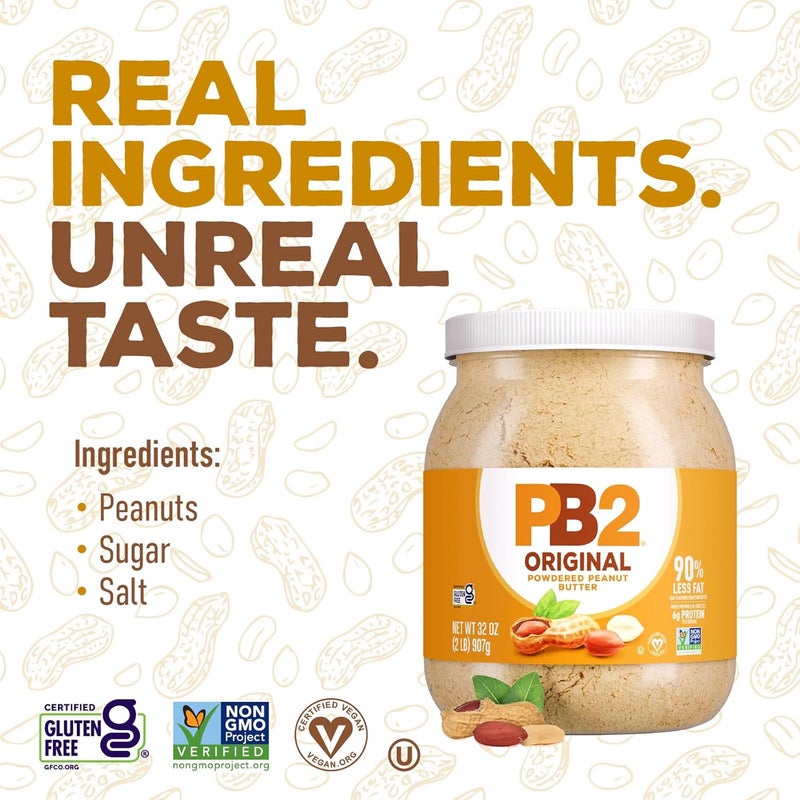 PB2 زبدة الفول السوداني البودرة الأصلية - 2 رطل جرة، خالية من الجلوتين، منخفضة الكربوهيدرات، مناسبة للكيتو، 6 جرام بروتين، 90% دهون أقل - Image 5
