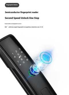 Glanfen Smart Door Lock, Electronic Door Lock with APP Control, Fingerprint/ Key/ IC Card, Biometric Smart Door Lock Keypad Deadbolt  - Image 4