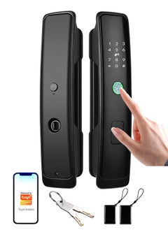 Glanfen Smart Door Lock, Electronic Door Lock with APP Control, Fingerprint/ Key/ IC Card, Biometric Smart Door Lock Keypad Deadbolt  - Image 1