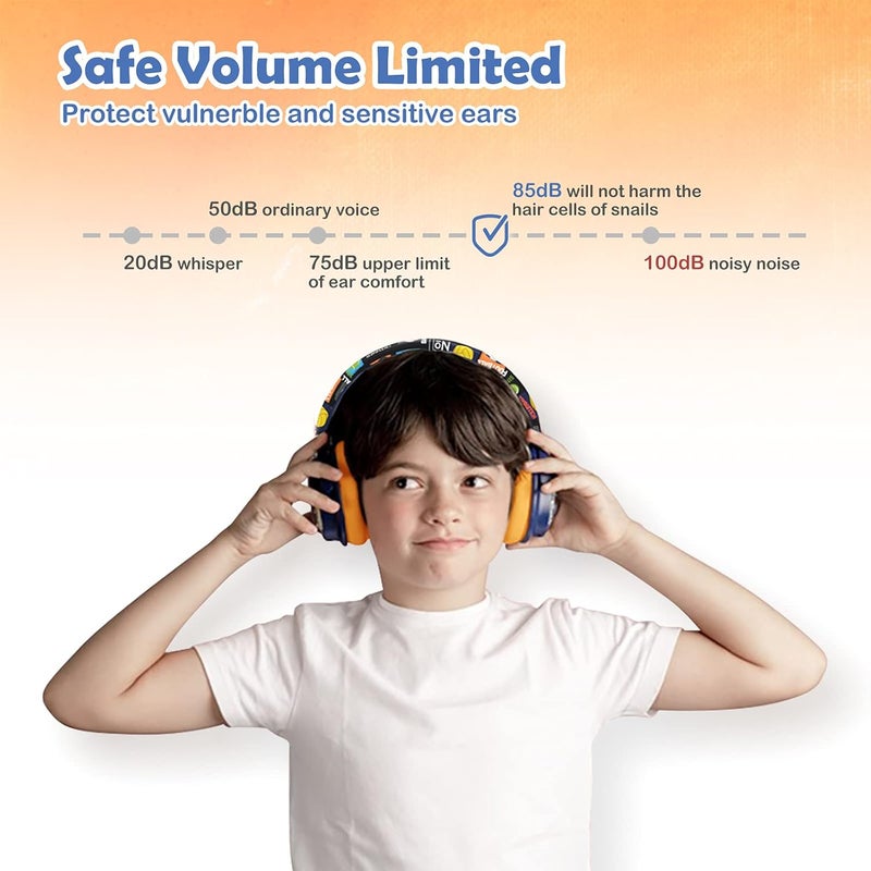 OKCSC B2 Kids Cartoon Headphones with Mic, 85dB Safe Volume Limited On-Ear Headset for Kids Girls Boys, Foldable Adjustable 3.5mm Jack Stereo Wired Headset for Cellphones/Tablet/School/Travel Orange - Image 3