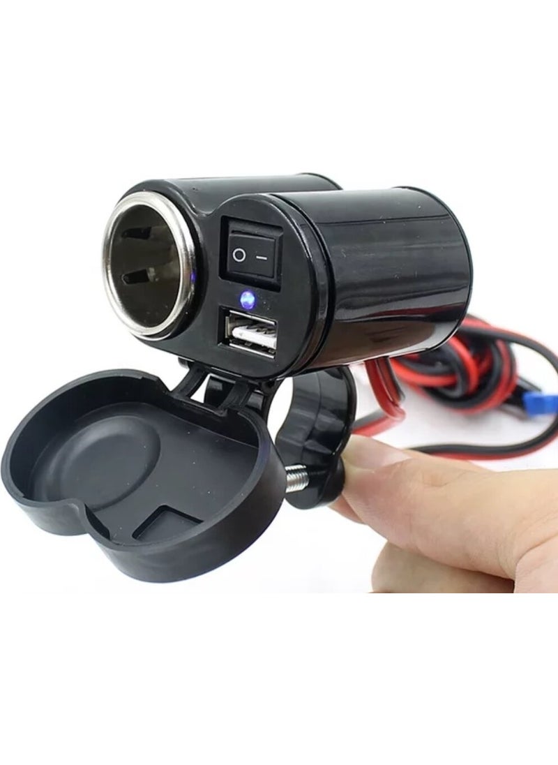 Autoline Motorcycle Cigarette Lighter/usb Charging Socket 12V  - Image 1