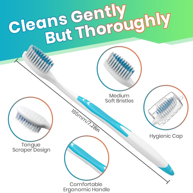 Frekare 30 Pack Bulk Toothbrushes with Covers, Individually Wrapped Tooth Brush Pack for Adults & Kids, Disposable Toothbrush Medium Soft for Travel, Donations, Hotels - Image 4