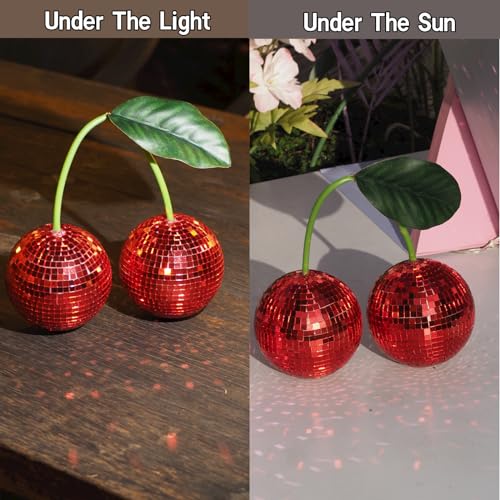 Yeehlmer Disco Ball Cherry Decor Reflects Mirror Ball for Home & Window, Aesthetic Room Decor, Girly Gift for Girls, Retro Sparkly Disco Ball Decoration Funky Cherry Decor (3.9‘’, Red) - Image 4