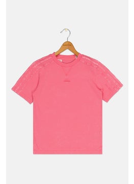 Adidas Kids Girl Sportswear Fit Short Sleeve Outdoor Top, Pink  - Image 1