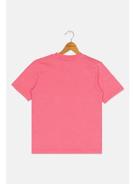 Adidas Kids Girl Sportswear Fit Short Sleeve Outdoor Top, Pink  - Image 2